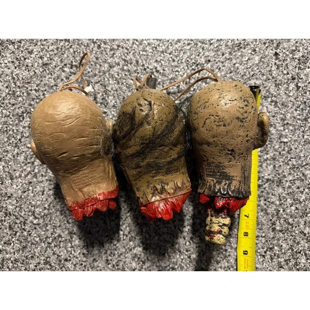 Nightview Inc Seasons Shrunken Head Ornaments Set of 3 Horror Halloween Decor